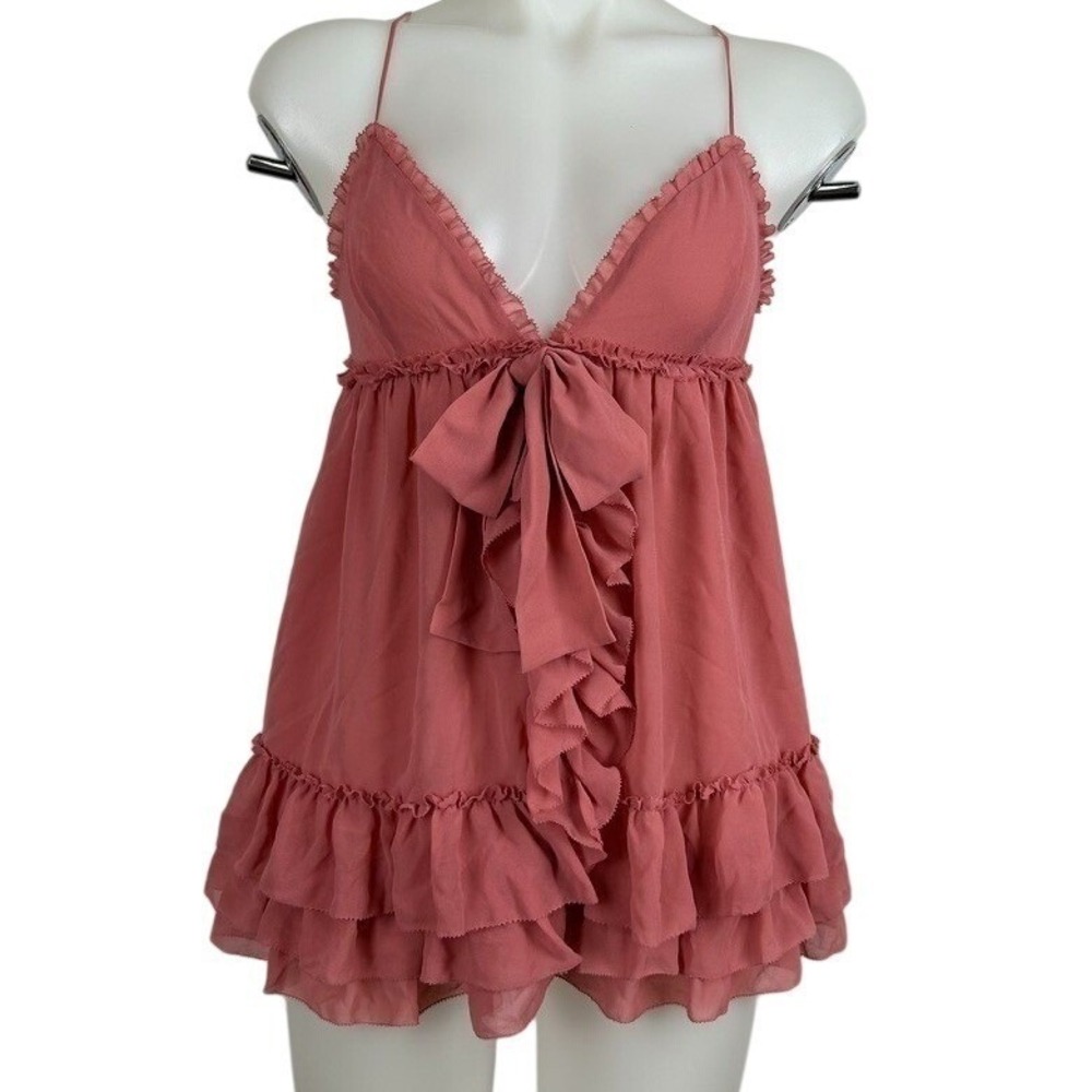 NWT Victoria's Secret Babydoll Pink Ruffle Mini Dress Chemise Coquette Large